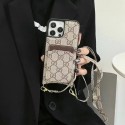 Lv Louis Vuitton iphone 18 pro max card holder case glossy print card slot with wrist strap lv iphone 18 pro 17 16 15 for women men designer phone cover