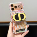 Christian Dior iphone 18 pro max ring holder case laser monogram dior iphone 18 pro 17 16 15 iridescent clear cover foldable kickstand case for iphone 18 pro max