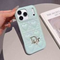Christian Dior iphone 18 pro max heart quilted case leather dior charm card slot dior iphone 18 pro 17 pro max 16 15 padded cover heart pattern case for iphone 18 pro max