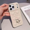Christian Dior iphone 18 pro max heart quilted case leather dior charm card slot dior iphone 18 pro 17 pro max 16 15 padded cover heart pattern case for iphone 18 pro max