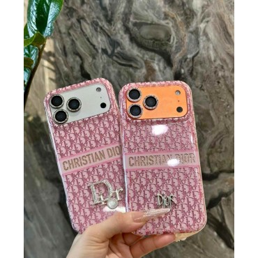 Christian Dior iphone 18 pro max bling case rhinestone camera ring glitter monogram dior iphone 18 pro 17 16 15 shiny pink cover sparkle case for iphone 18 pro max girls