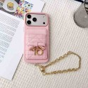 Christian Dior iphone 18 pro max chain strap case bowknot charm card pocket dior iphone 18 pro 17 16 15 crossbody lanyard wallet cover for iphone 18 pro max women