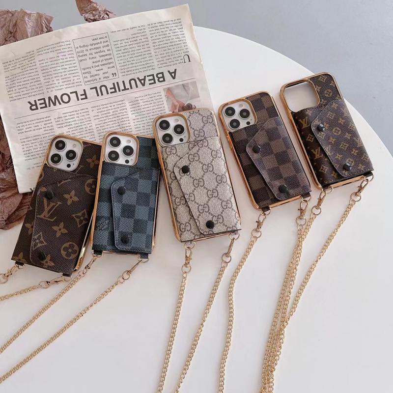 Lv Louis Vuitton iphone 18 pro max wallet case glossy print case - card slot with wrist strap view 3