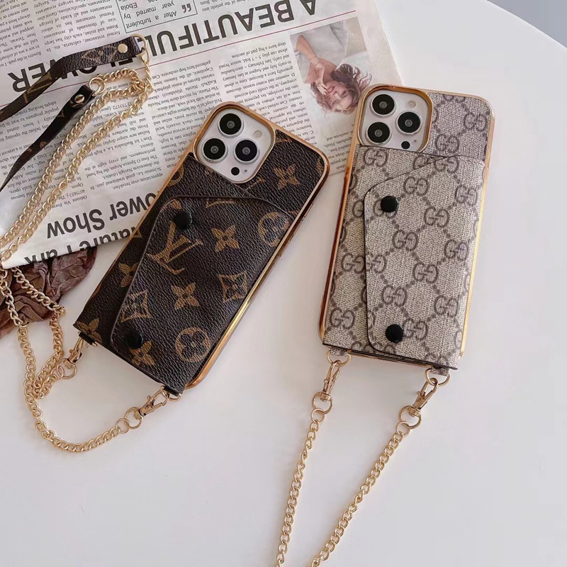 Lv Louis Vuitton iphone 18 pro max wallet case glossy print case - card slot with wrist strap view 4