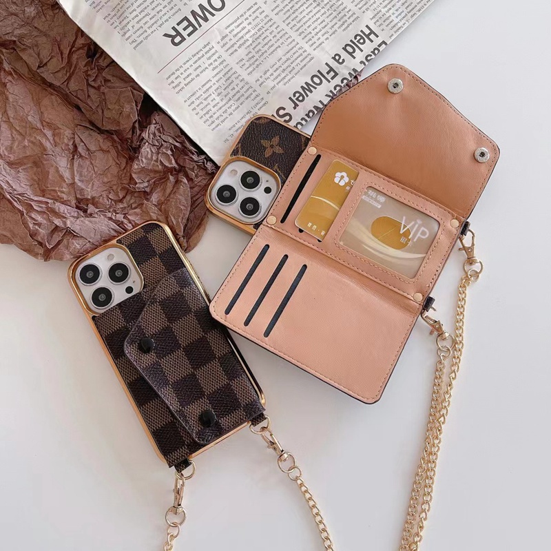 Lv Louis Vuitton iphone 18 pro max wallet case glossy print case - card slot with wrist strap view 5