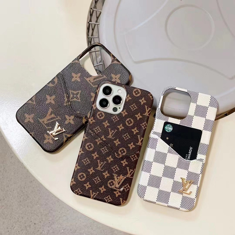 Lv Louis Vuitton iphone 18 pro max jacket case quilted leather case - card slot view 3