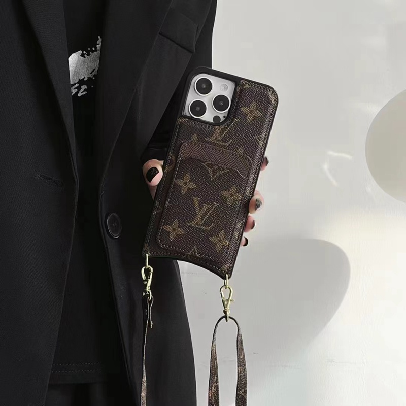 Lv Louis Vuitton iphone 18 pro max card holder case glossy print case - card slot with wrist strap view 4 Lv Louis Vuitton iphone 18 pro max card holder case glossy print case - card slot with wrist strap view 4