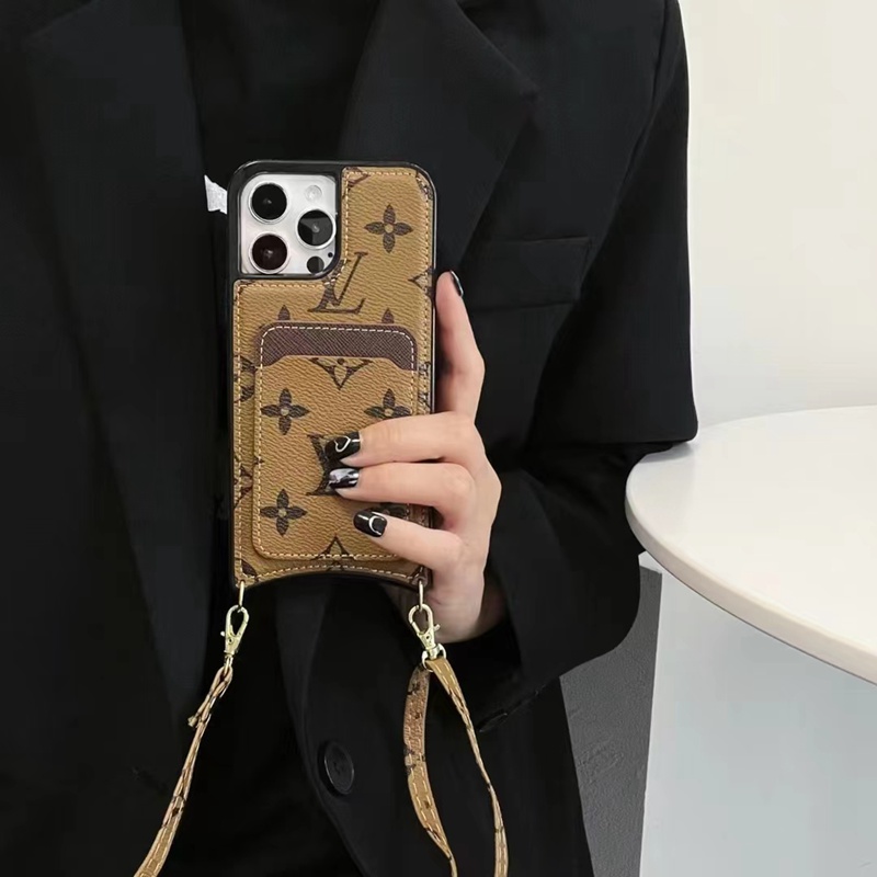Lv Louis Vuitton iphone 18 pro max card holder case glossy print case - card slot with wrist strap view 5 Lv Louis Vuitton iphone 18 pro max card holder case glossy print case - card slot with wrist strap view 5