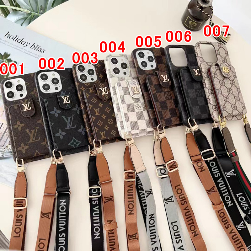 Lv Louis Vuitton iphone 18 pro max wallet case canvas-look case - card slot with wrist strap view 2