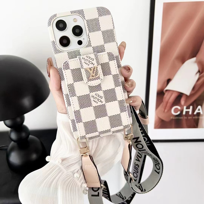 Lv Louis Vuitton iphone 18 pro max wallet case canvas-look case - card slot with wrist strap view 5