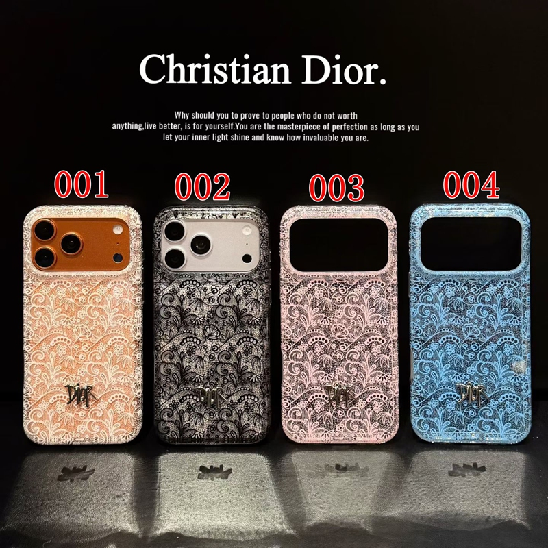 Dior iphone 18 pro max floral lace glitter case color 001 to 004