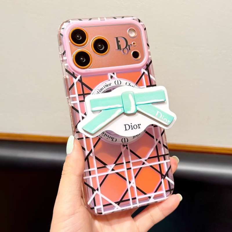 Dior iphone 18 pro clear designer case kickstand open angle