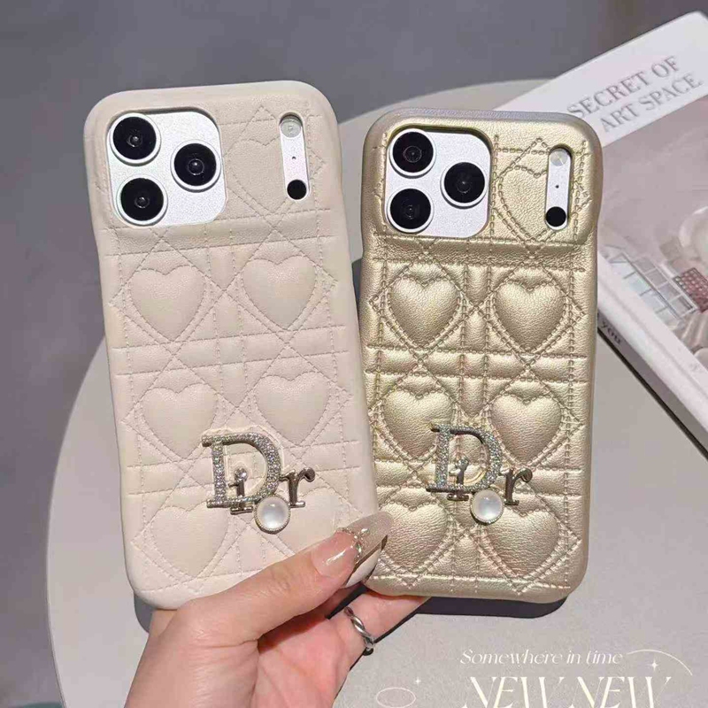 Christian Dior iphone 18 pro silver heart quilted cover dior charm