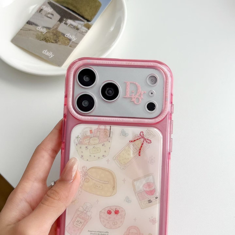 Dior iphone 17 16 15 friendly glitter clear case back layout
