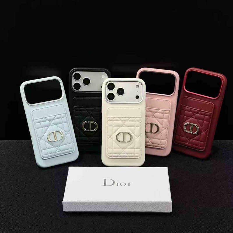 Christian Dior iphone 18 pro pale blue card holder case gold CD plate