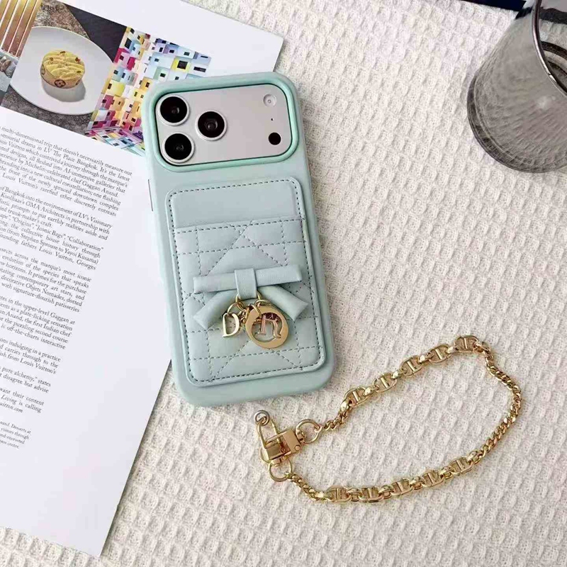 Dior iphone 18 pro burgundy lanyard case card slot close up
