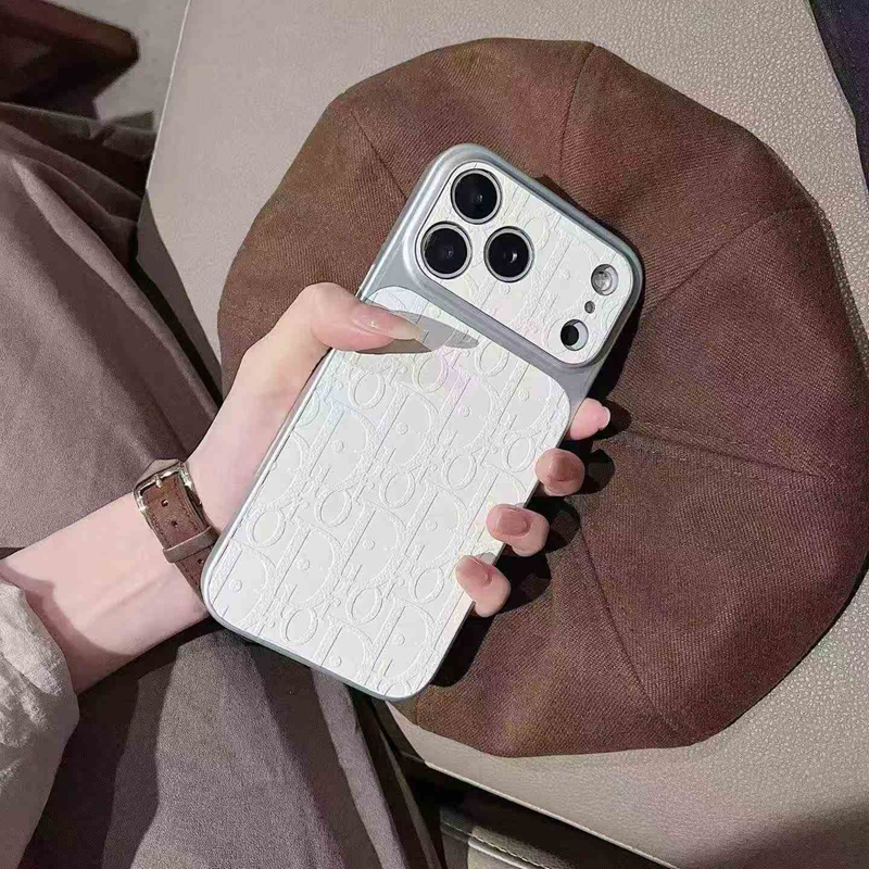 Christian Dior iphone 15 pro white full print monogram case back view