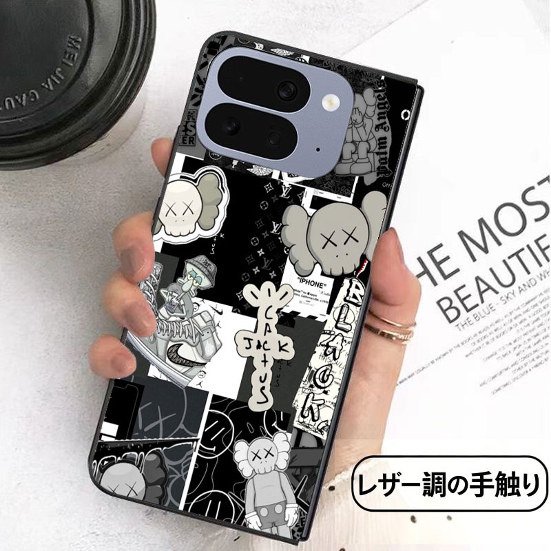 Kaws iphone duo Galaxy Z Fold8 ultra Flip8 leather case detail