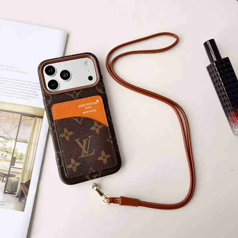 luxury designer  leather shoulder card women cheap iphone 18 pro max case
